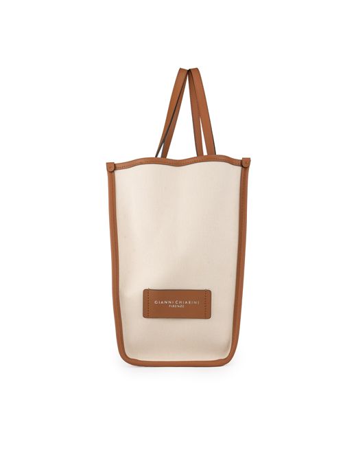 Borsa Shopping Marcella in canvas Panna GIANNI CHIARINI | BS 6850 COMMPANNA-CORDA-CARAMEL